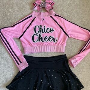 Pink Ladies Cheer Uniform.! Top adult M, skirt adult sm. Fits like adult small